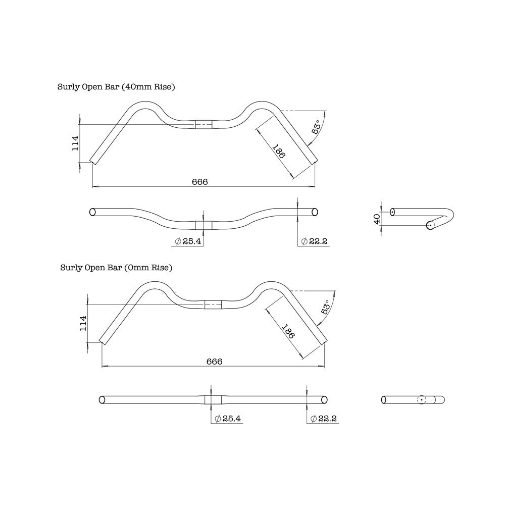 Manillar Surly Open Bar 66.6cm 25.4 mm